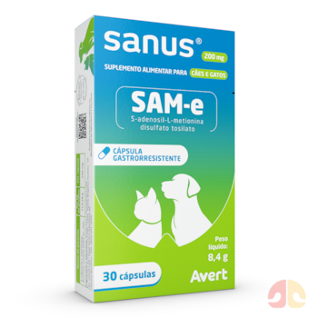 Suplemento Alimentar Avert Sanus 200mg para Cães e Gatos com 30 Cápsulas - Imagem principal