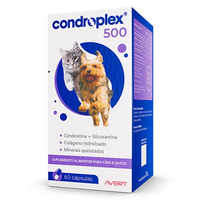 Suplemento Alimentar Condroplex 500 60 Cápsulas para Cães e Gatos
