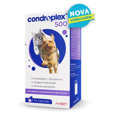 Suplemento Alimentar Condroplex 500 60 Cápsulas para Cães e Gatos
