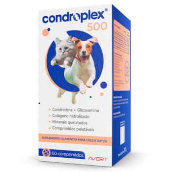 Suplemento Alimentar Condroplex 500 para Cães e Gatos Com 60 Comprimidos - Imagem principal
