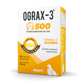Suplemento Alimentar Ograx Ômega 3 500mg 30 Cápsulas para Cães e Gatos - Imagem principal