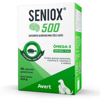 Suplemento Alimentar Seniox 500 com 30 Cápsulas para Cães e Gatos