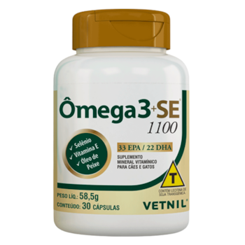 Suplemento Mineral Vitamínico Ômega 3 mais SE para Cães e Gatos com 30 Cápsulas 1100mg - Imagem principal