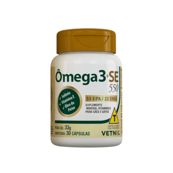 Suplemento Mineral Vitamínico Ômega 3 mais SE para Cães e Gatos com 30 Cápsulas 550mg - Imagem principal