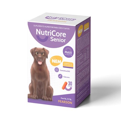 Suplemento NutriCore Senior Maxi 202,5mg para Cães e Gatos Seniores a partir de 10kg 30CP