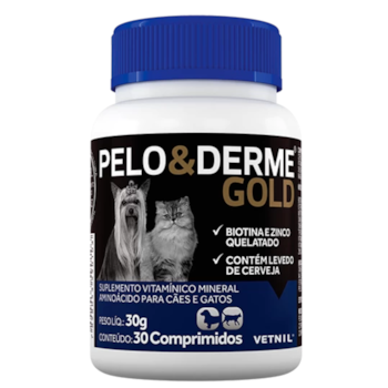 Suplemento Pelo e Derme Gold para Cães e Gatos 30Un - Imagem principal