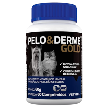 Suplemento Pelo e Derme Gold para Cães e Gatos 60un - Imagem principal