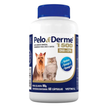Suplemento Pelo e Derme para Cães e Gatos com 60 Cápsulas 1500mg - Imagem principal