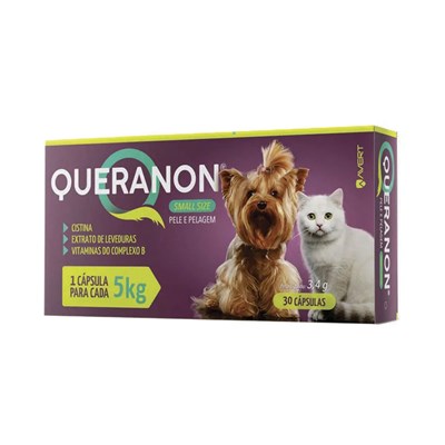 Suplemento Queranon Small Size pele e pelagem para cachorros e gatos 5kg com 30 cápsulas