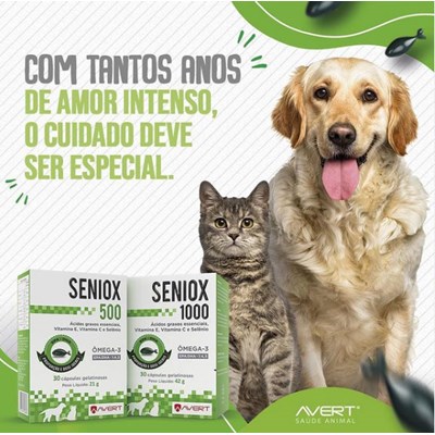 Suplemento Seniox 500 para Cachorros e Gatos com 30 Cápsulas 500mg