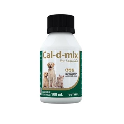 Suplemento Vitamínico Cal-D-Mix Liquido para Cachorros e Gatos 100ml