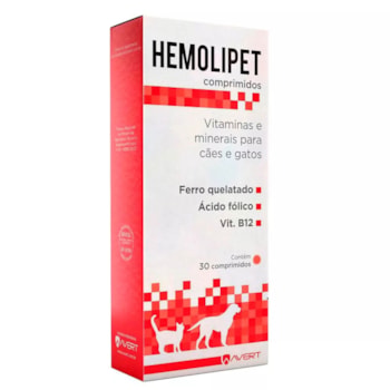 Suplemento Vitamínico Hemolipet 30 Comprimidos para Cães e Gatos - Imagem principal
