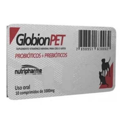 Suplemento Vitamínico Mineral Globion Pet Nutripharma com Probiótico para Cachorros e Gatos Tablete 10 CP