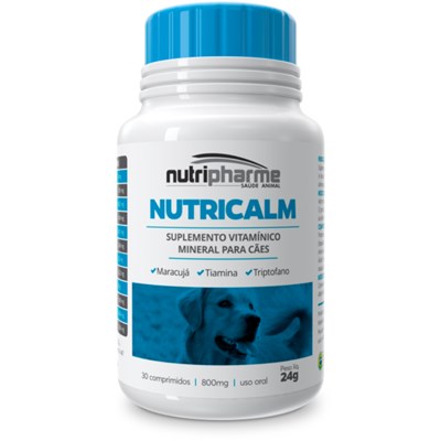 Suplemento Vitaminico Mineral Nutricalm Nutripharma para Cachorros com 30 comprimidos