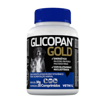 Suplemento Vitamínico Vetnil Glicopan Gold para Cachorros e Gatos 30 comprimidos - Imagem principal