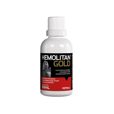 Suplemento Vitamínico Vetnil Hemolitan Gold para Cachorros e Gatos 60ml