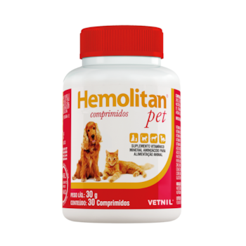 Suplemento Vitamínico Vetnil Hemolitan Pet para Cachorros e Gatos 30 comprimidos - Imagem principal