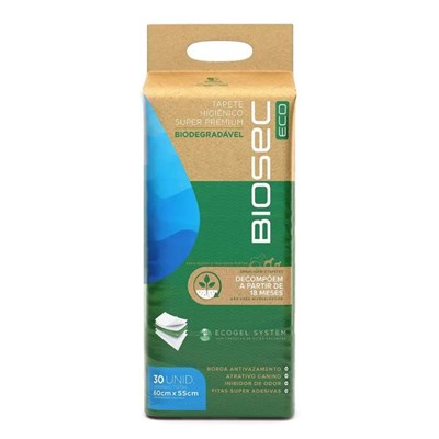 Tapete Higiênico Biodegradável Biosec Eco 60x55CM 30UN