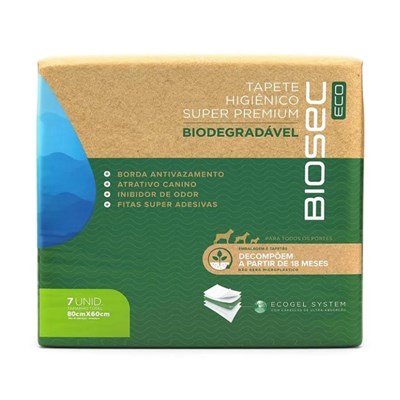 Tapete Higiênico Biodegradável Biosec Eco 80x60CM 07UN