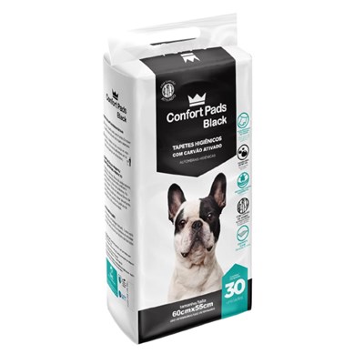 Tapete Higiênico para Cães Confort Pads Black 55x60 30uni