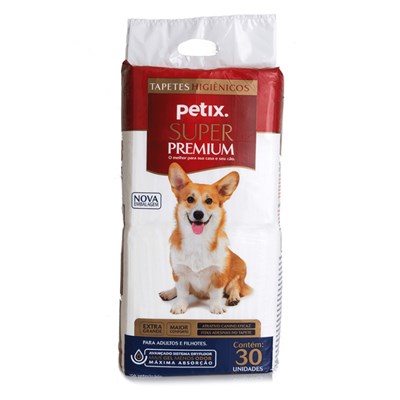 Tapete Higiênico Super Premium Petix 30UN 90X60cm para Cães