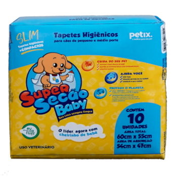 Tapete Higiênico Super Secão Baby Slim 10UN 60X55cm para Cães de Pequeno e Médio Porte - Imagem principal