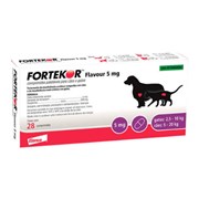 Tratamento Fortekor Flavour 5mg Para Cães Com 5kg Até 20kg e Gatos Com 2,5kg até 10kg com 28 Comprimidos
