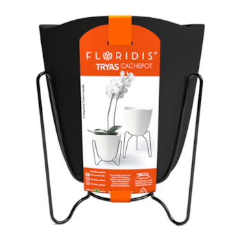 Vaso Tryas Cachepot Floridis 17x18cm Cor Granito Com Suporte de Metal - Imagem principal