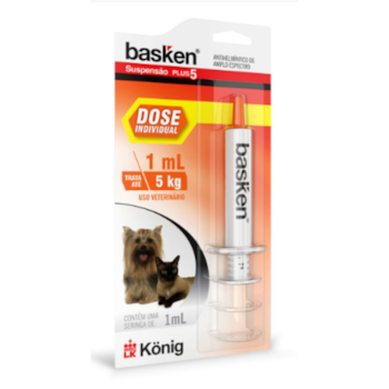 Vermifugo Basken Suspensão 5 Plus DI König 1ml para Cachorros e Gatos com até 5kg com 1Un - Imagem principal