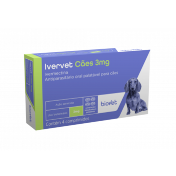 Vermifugo Biovet Ivervet 3,0mg para Cães Até 15kg Com 4 Comprimidos - Imagem principal