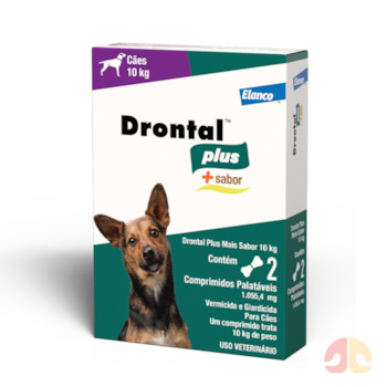 Vermifugo Drontal Plus 1.055,4 mg para Cachorros até 10kg com 2 Comprimidos Sabor Carne - Imagem principal