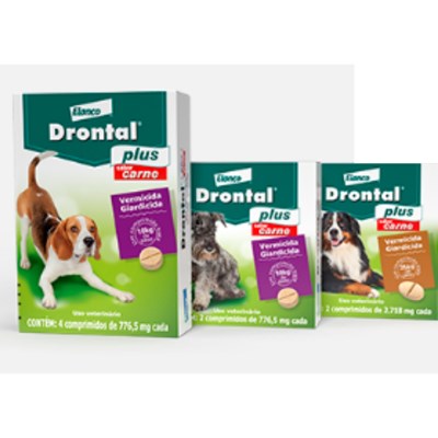 Vermifugo Drontal Plus 2.715mg Para Cães Acima De 35kg Com 2 Comprimidos Sabor Carne