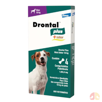 Vermifugo Drontal Plus 776,6mg Para Cachorros Até 10kg Com 4 Comprimidos Sabor Carne - Imagem principal