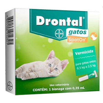 Vermífugo Drontal Spot On 0,35ml para Gatos de 0,5kg até 2,5kg com 1 Pipeta - Imagem principal