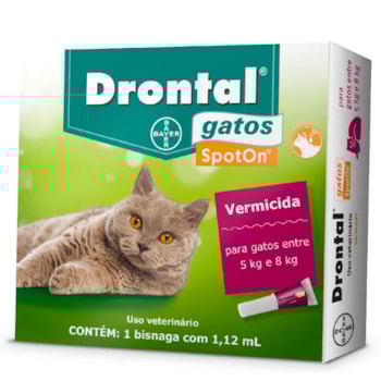 Vermífugo Drontal Spot On 1,12ml Para Gatos De 5kg Até 8kg Com 1 Pipeta - Imagem principal