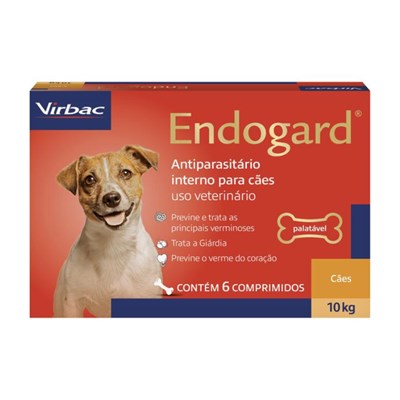 Vermífugo Endogard Para Cães De Até 10kg Com 6 Comprimidos