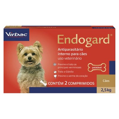 Vermífugo Endogard para Cães de até 2,5kg com 2 Comprimidos