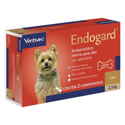 Vermífugo Endogard para Cães de até 2,5kg com 2 Comprimidos