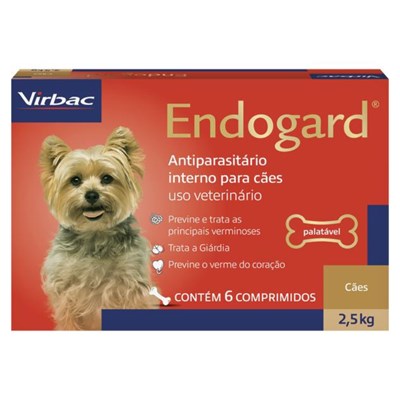 Vermífugo Endogard para Cães de até 2,5kg com 6 Comprimidos