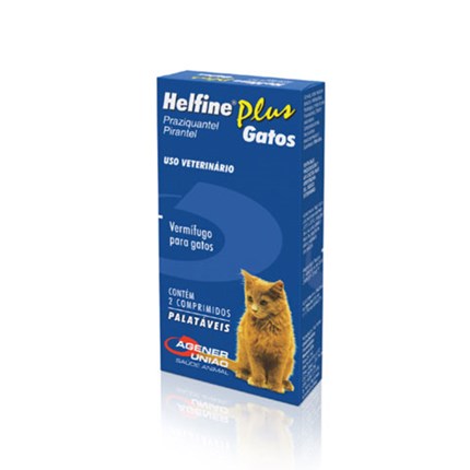 Vermifugo Helfine Plus para Gatos com 2 comprimidos