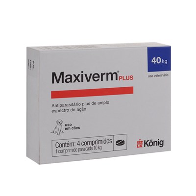 Vermífugo Maxiverm Plus König 660mg para Cachorros com 4 Comprimidos