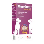 Vermifugo Mectimax 12mg para Cães 1 Blister com 4 Comprimidos