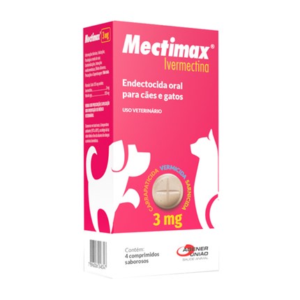 Vermifugo Mectimax 3mg para Cães 1 Blister com 4 Comprimidos