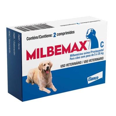 Vermífugo Milbemax C Para Cachorros De 5kg Até 25kg Com 2 Comprimidos