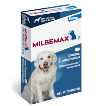 Vermífugo Milbemax C Para Cachorros De 5kg Até 25kg Com 2 Comprimidos - Imagem principal