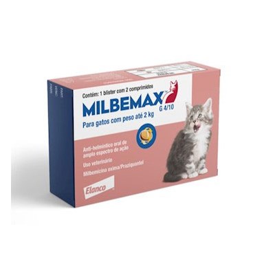 Produto Vermífugo Milbemax  para Gatos até 2kg com 2 Comprimidos