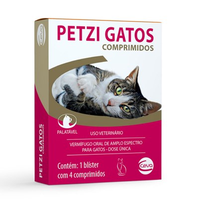 Vermífugo Petzi para Gatos com 4 Comprimidos