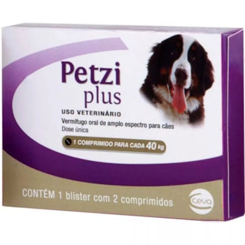 Vermífugo Petzi Plus 2,8gr para Cachorros 40kg com 2 Comprimidos - Imagem principal