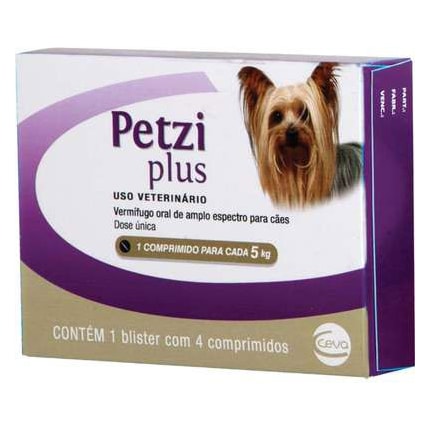 Vermífugo Petzi Plus 350mg para Cachorros com até 5kg com 4 Comprimidos - Imagem principal