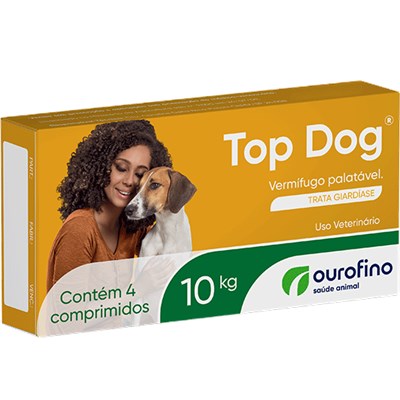 Vermífugo Top Dog Ourofino para Cães 10kg com 4 Comprimidos